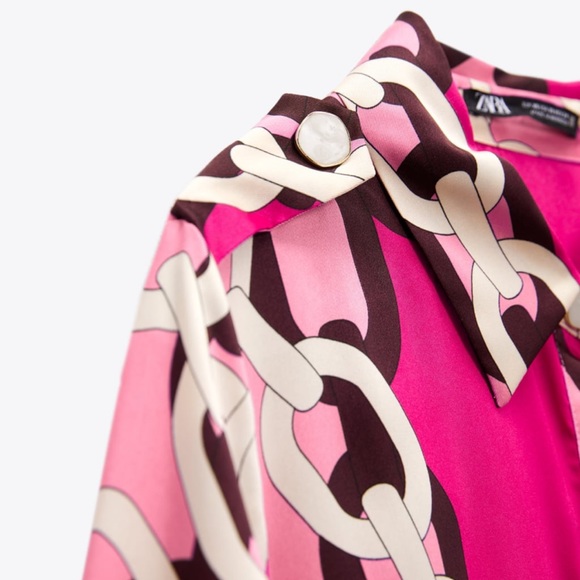 NWT Zara Chain Printed Shirt Dress - Picture 8 of 13
